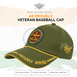 Premium Quality AR Proudly Veteran Baseball Cap (Olive Green Color)
