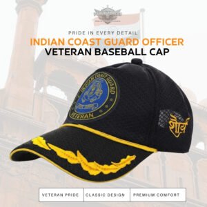 Premium Quality Indian Coast Guard (ICG) Officer Veteran Baseball Cap (Black Color)