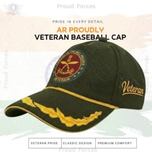 Assam Rifles (AR) Officers’ Veteran Baseball Cap (Olive Green Color) -Premium Quality