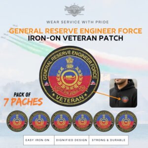 Premium Quality General Reserve Engineer Force Veteran Iron-On Woven & Embroidered Patches for Apparel (Pack of 7)
