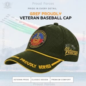 GREF Proudly Veteran Baseball Cap (Olive green Color) - Premium Quality