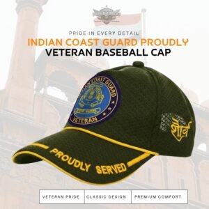 Premium Quality Indian Coast Guard (ICG) Proudly Veteran Baseball Cap (Olive Green Color)