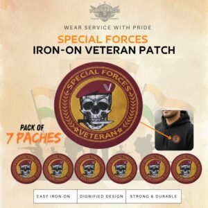Premium Quality Special Forces Veteran Iron-On Woven & Embroidered Patches for Apparel (Pack of 7)
