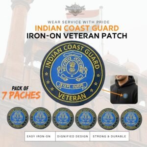 Premium Quality ICG  Veteran Iron-On Woven & Embroidered Patches for Apparel (Pack of 7)