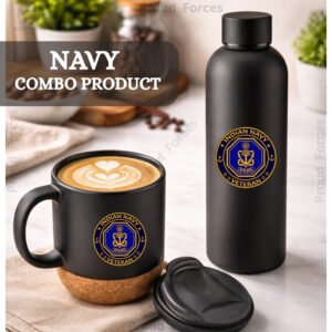 Indian Navy Veteran Matte Finish Bottle & Coffee Mug Combo Set