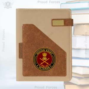 Indian Army Veteran Office Notebook with Phone & Pen Holder