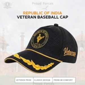Republic of India Officer Veteran Baseball Cap (Black Color) – Premium Quality