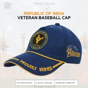 Republic of India Proudly Veteran Baseball Cap (Blue Color) – Premium Quality