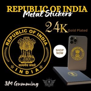 Republic of India 24K Gold Plated Metal Sticker (Premium Quality) – Pack of 4