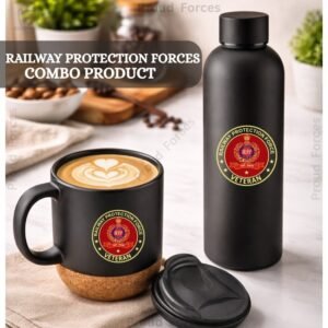 Railway Protection Force (RPF) Veteran Matte Finish Bottle & Coffee Mug Combo Set