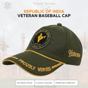 Republic of India Proudly Veteran Baseball Cap (Olive Green Color) – Premium Quality