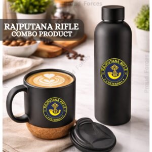Rajputana Rifle Veteran Matte Finish Bottle & Coffee Mug Combo Set