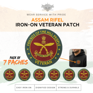 Premium Quality AR (Assam Rifles) Veteran Iron-On Woven & Embroidered Patches for Apparel (Pack of 7)