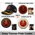 Indian Army Officer Veteran Cap, Stickers, Patch & Pin Combo Pack
