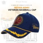 Indian Army Officers'  Veteran Baseball Cap (Blue Color) - Premium Quality