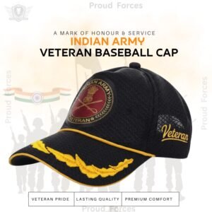 Indian Army Officer's Veteran Baseball Cap (Black Color) – Premium Quality