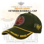 Premium Quality Army Proudly Veteran Baseball Cap (Olive Green Color)