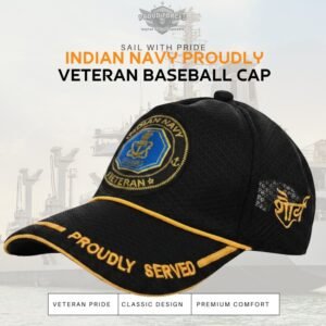 Premium Quality Indian Navy Proudly Baseball Cap for Veterans(Black Color)