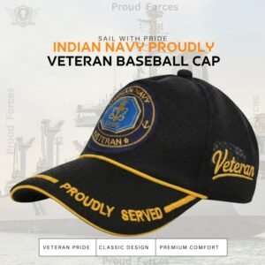 Indian Navy Proudly Baseball Cap for Veterans(Black Color)- Premium Quality