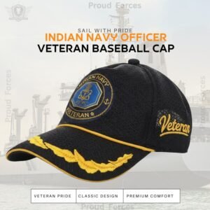 Indian Navy Officer (Black color) Baseball Cap for Veterans - Premium Quality