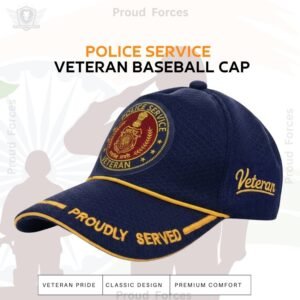 Police Service Proudly (Blue Color) Baseball Cap for Veterans - Premium Quality