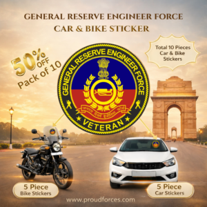 Premium Quality General Reserve Engineer Force (GREF) Veteran Car & Bike Stickers