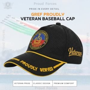 GREF Proudly Veteran Baseball Cap (Black Color) -Premium Quality