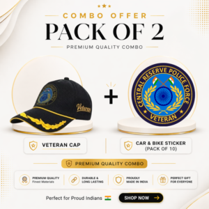 CRPF Officer Veteran Cap & Sticker Combo