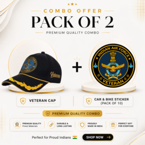 Indian Air Force Officer Veteran Cap & Sticker Combo
