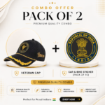 Republic of India Officer Veteran Cap & Sticker Combo